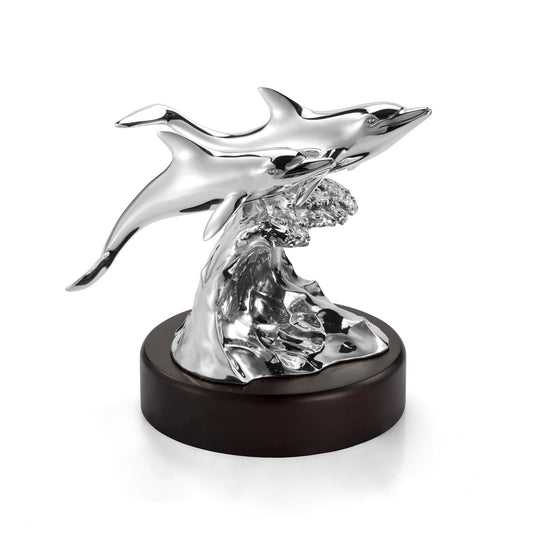 Dolphin Figurine With Wood Base